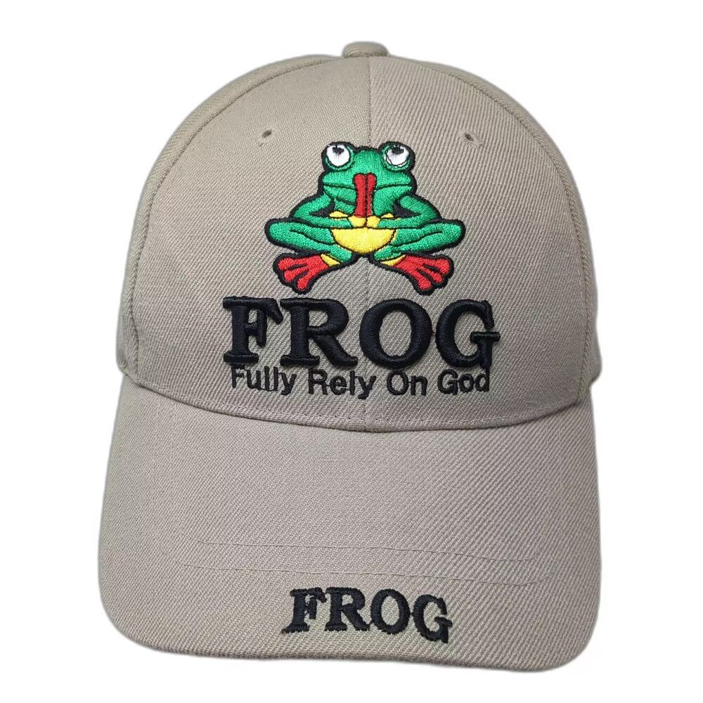 Santo Cap Baseball Beige Green OS FROG Fully Rely On God Jesus Strapback Hat